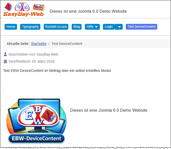Desktop display example in article