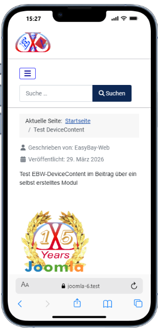 Smartphone display example in article