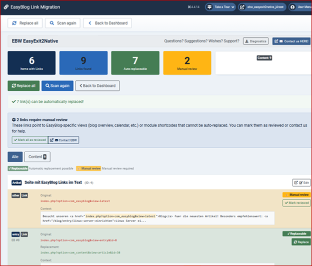 Migration, illustrated using the example of Links
