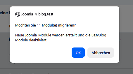 Now all modules with the status "Replaceable" can be migrated to the corresponding Joomla equivalent.