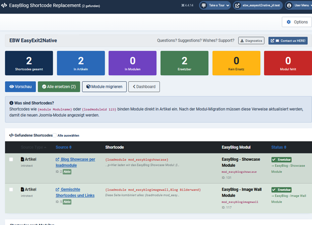 Migration, illustrated by the example of Shortcode Replacement